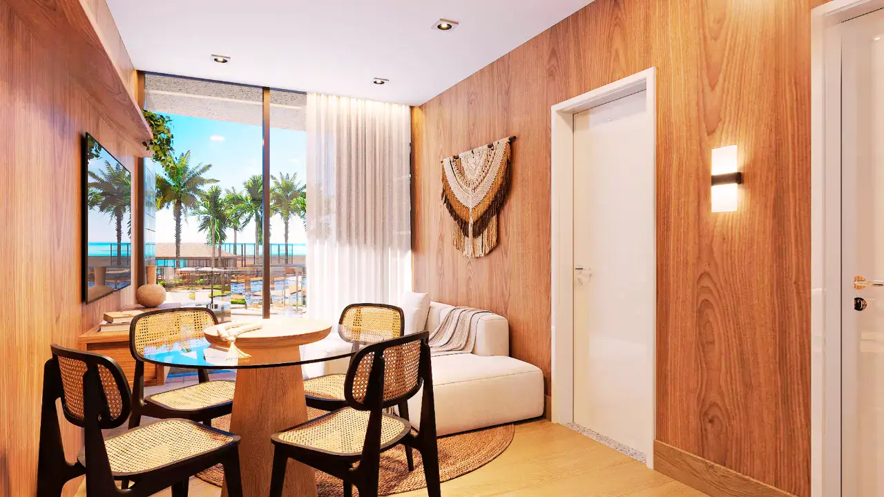 Sala com vista para a praia